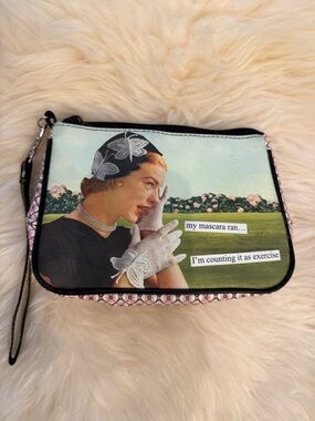 Anne Taintor Inc Novelty Printed Cosmetic Wristlet Clutch in Multicolor